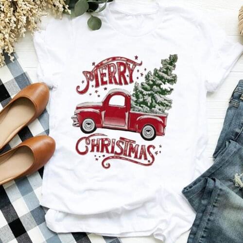 Women Lady Plaid Snow Tree Vintage 90s Cute Autumn Winter Merry Christmas Clothes Shirt T Tee Tshirt Female Top Graphic T-shirt