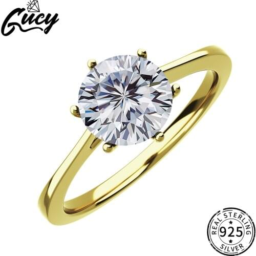 GUCY Moissanite Diamond Rings For Women 100% Real 925 Sterling Silver Wedding Ring Jewelry