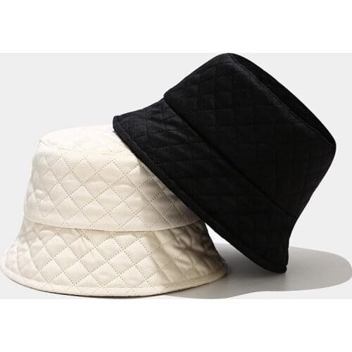 Winter Warm Adult Women Casual Cotton Plaid Print Bucket Hat Floppy Panama Cap Gorros Fishing Sun Hat Fisherman Cap