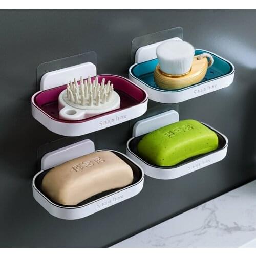1 Pcs Creative Double Layer Soap Box Large Hanging Wall Drain Bathroom Toilet Shelf Soap Box