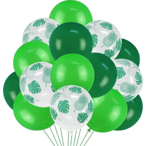 10/15pcs 12inch Green Balloons Palm Leaf Latex Balloon Summer Tropical Jungle Wedding Birthday Hawaii Theme Party Decor Supplies