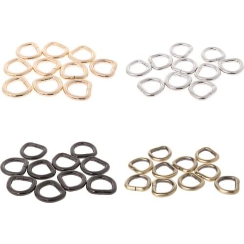 10pcs 15mm Metal Handbag Leather Bag Purse Strap Belt Web D Ring Buckle Clasp LX9F