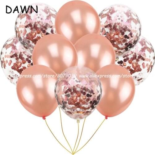10pcs/lot MIX Rose Gold Confetti Latex Balloons Gold Champagne Latex Helium Balloon Wedding Decorations Party Supply