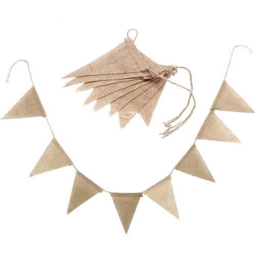 12 Flags 3.2m Garlands for Birthday Cotton Floral Bunting Banners Pennant Baby Shower Wedding Garland Flags for Party Decoration