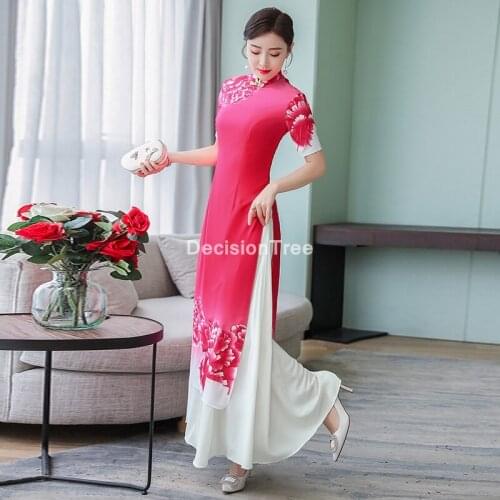 2021 ao dai cheongsam elegant chinese dresses aodai oriental dress qipao vietnam clothing ao dai dress elegant party dress