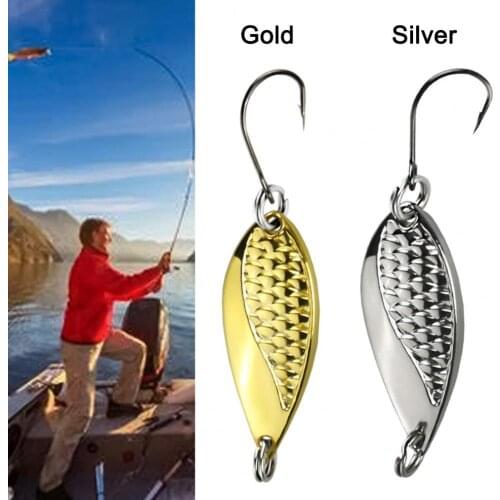 5Pcs/Set 5g 4.18cm Reflective Sequin Lure Single Hook Zinc Alloy Snake Hard Spinner Spoon Lure Metal Sequins Baits for Outdoor
