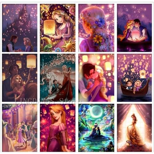 5D DIY Diamond Painting Disney Enchanted Rapunzel Cartoon Movie Handmade Art Diamond Mosaic Embroidery Cross Stitch Home Decor
