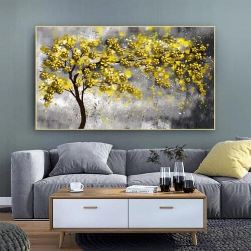 Abstract Flower Golden Yellow Tree 5d diy diamond painting full drill square rhinestone mosaic embroidery Landscape Decor P1215