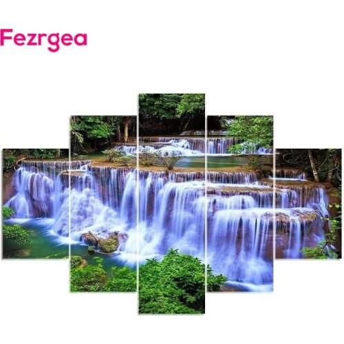 DIY Multi-picture Diamond Painting Waterfall Combination Mosaic Cross Stitch Full Round Drill Diamond Painting kit Home Decor