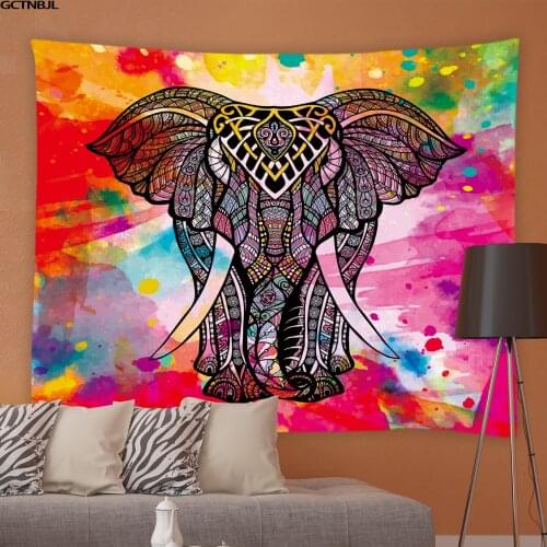 Bohemian Indian Mandala Elephant Tapestry Cartoon Animals Wall Hanging Beach Rug Living Room Bedroom Background Decoration Cloth