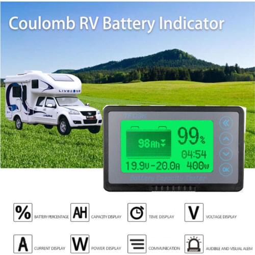 DC 10-120v 350A Battery Monitor digital coulomb meter POWER Indicator CAR RV Remaining Capacity lead-acid Li-ion lithium 12v 24v
