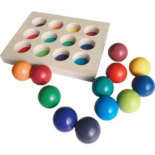 Wooden Rainbow Ball Matching Game Toy Multicolor Wood Bead Sorting Board Color Shape Educational Toys For Children Montessori