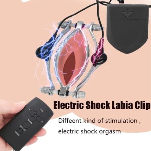 Electric Shock Labia Clip Pussy Clamp Clitoral Stimulator Vagina Speculum G-Spot Masturbator SM Torture Game Sex Tools For Women