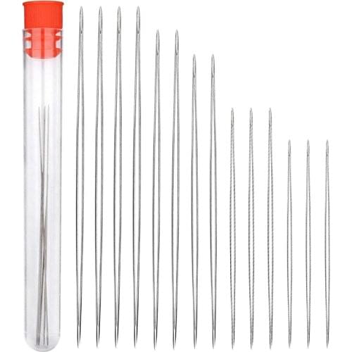 LMDZ 14pcs Steel Large Big Eye Collapsible Embroidery Beading Needle Thread Sewing Needles Assorted Size Jewelry Tool