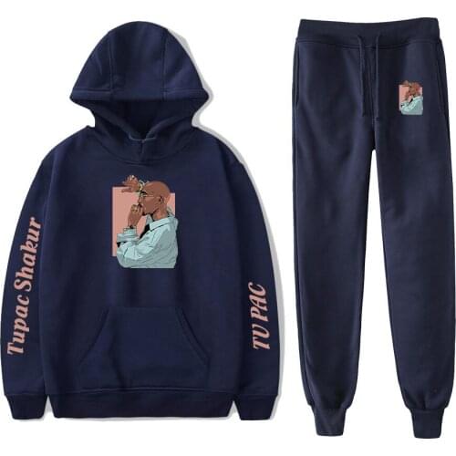 2PAC Hoodies High Quality Women/Men Sets Fashion Sporting Suit Hooded Sweatshirt +sweatpants Boy Two Pieces Set Sportswear
