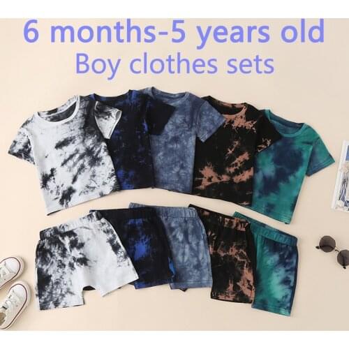 Children Clothing Sets Baby Boy Clothes Kids Clothes Boys Tracksuit Sets Tie-dye Printed Short Sleeve Tops Shorts Summer Outfits