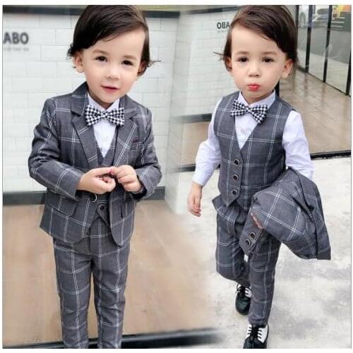 Vest + Blazer + Pants Kids Child Boys Suits sets Formal Costume Gentleman Blazers Suit Boy Children wedding Party Clothing