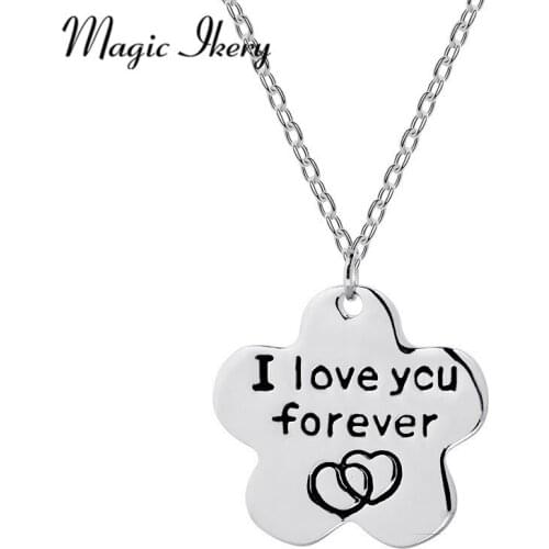 Miss Lady Hot Sell Silver Color Fashion Flower Engraved Letter Necklaces Pendants For Women Birthday Gift YT-N336