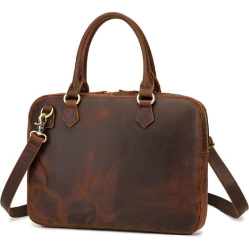 Fashion Mens Genuine Leather Bags For Men Real Cow Leather Laptop Bag Briefcase Shoulder Bag Luxury Male Handbag Office Totes