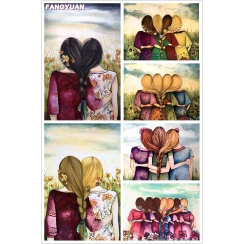 Full Drill 5D Diy Diamond Art Painting Accessories Cartoon Girl Friendship Diamond Embroidery Mosaic Cross Stitch Kit Home Decor