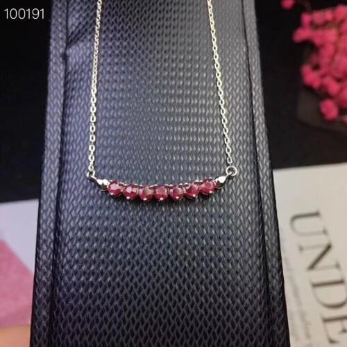 Natural red ruby gem Necklace natural gemstone Pendant Necklace S925 silver trendy Lovely Row Smiling face women gift Jewelry