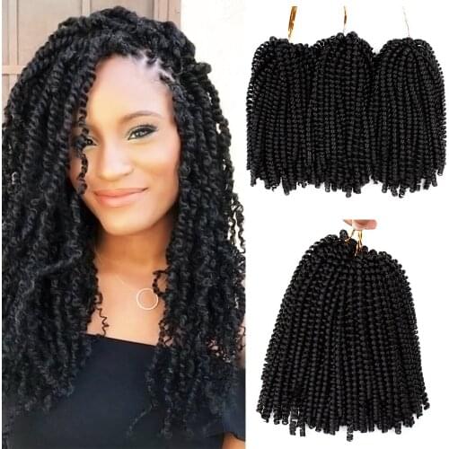 ONXY 8Inch Ombre Spring Twist Hair Crochet Braids Passion Twist Synthetic Braiding Hair Extensions 30Roots Black Brown Red Color