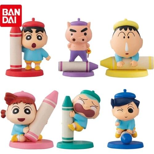 Bandai Genuine Gacha Toys Crayon Shin-chan Anime Figures Crayon Graffiti Doll Ornaments Toru Kazama Action Figure Model Gifts