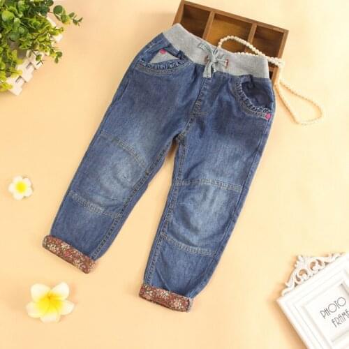 Baby Girls Denim Jeans Girls Casual Jeans Kids Autumn Spring Casual Long Pants Girls Floral-Leg Jeans Loose Trousers