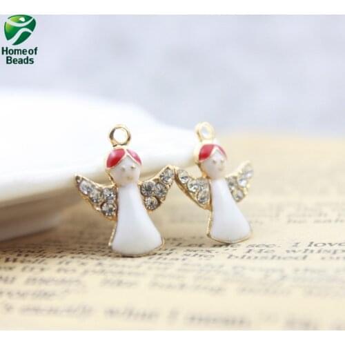 Alloy Lovely Angel with Rhinestone as Christmas Gift Charm for DIY Christmas Jewelry Making (20Piece/lot) ZA1073