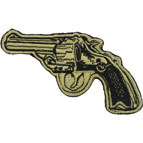 Revolver Hand Gun Patch Embroidered Applique Sewing Label punk biker Patches Clothes Stickers Apparel Accessories Badge