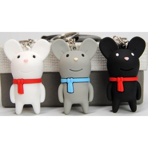 Cute Cartoon Mouse Mice Animal Waistband Keychain Key Chain Women Key Ring Chains Car Bag Charm Kids Toys D221