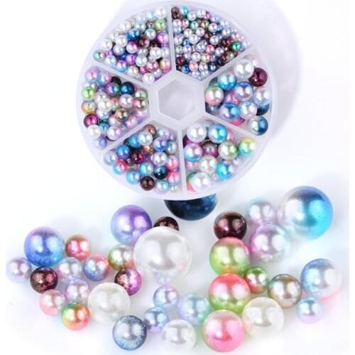 Mixed Size ABS Round Imitation Pearls Magic ColorNo Hole Garment Beads Shoes Sewing Accessories DIY Pearls For Jewellery Making