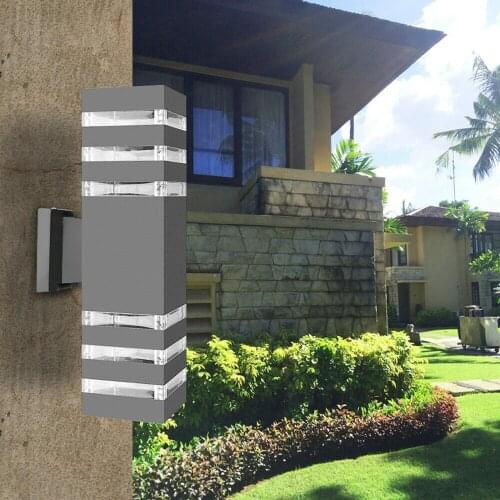 Aluminum Modern Outdoor LED Up and Down Wall Lamp E27 Socket Double Head Garden Lighting Fixtures Door Way Garage IP65 3000K