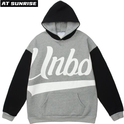 Hip Hop Harajuku Sweatshirt Streetwear Hoodie Stitching letter Print Hoodie Men Cotton Casual Pullover Hooded Hoodie Oversize