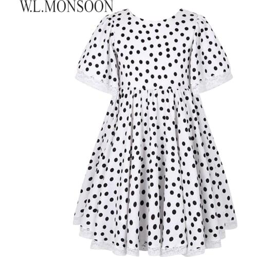 W.L.MONSOON Girls Summer Dress 2018 Brand Children Party Dresses Dot Pattern Vestidos Costume for Kids Clothes Princess Dress