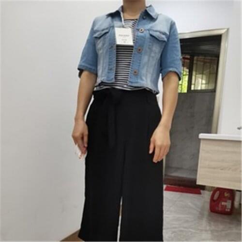 2020 High Waist Short Denim Jacket Blue Woman Clothes Autumn Slim Thin Spring Female Jackets Jeans Streetwear Coat Clothing Thin