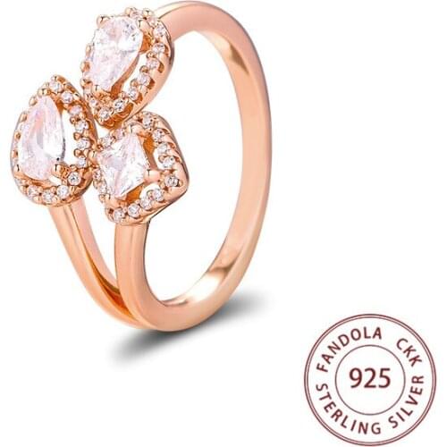 Rose Geometric Shapes Ring femme 925 Sterling Silver Engagement Wedding Rings for Women Fashion Jewelry anillos mujer