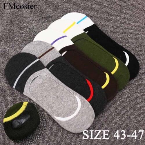 10 Pairs New Mens Ankle Socks Short Color Big Size Boat Male Slippers Casual Meias Non-slip Silicone Invisible 43 45 46 47