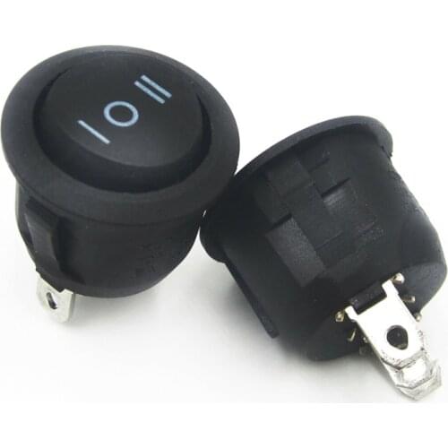 10pcs KCD1-105 AC 6A 250V 10A 250V On Off Snap SPST Round Boat Rocker Switch Black 3Pin Power Switch Push Button diy electronics