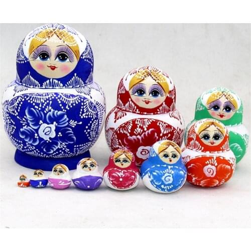 Mnotht 10Layer Big Belly Colorful Wooden Russian Dolls Hand-Painted Traditional Handicraft Dry basswood Matryoshka Doll L30