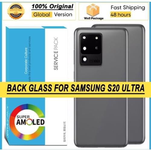 100% New for Samsung Galaxy S20 Ultra S20Ultra Battery Back Cover Door Housing Repair Parts + ear Camera Glass Lens Frame
