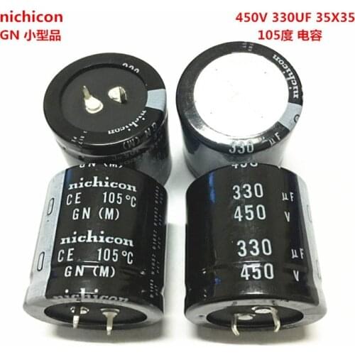 2PCS/10PCS 330uf 450v Nichicon GU/GN 35x35mm 450V330uF Snap-in PSU Capacitor