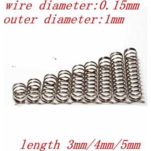 20pcs wire diameter 0.15mm compression spring outer diameter 1mm, length 3mm/4mm/5mm