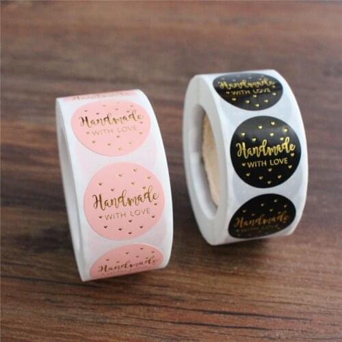 500pcs Christmas stickers black and pink small gift sticker pack gold foil printing