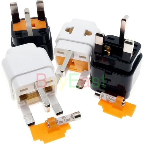 1 PCS) UK British HongKong Travel Adapter Type G, 2 Way Outlet BS1363 13 Amp Fused Change EU/China//AU/US/UK/to UK plug White