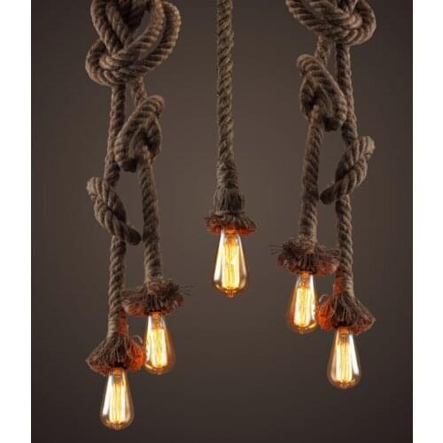 American country retro loft hemp chandelier living room stairs lamps
