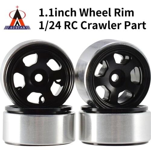 AUSTARHOBBY 4PCS Micro Wheel 1.1inch CNC Metal Beadlock Rims for 1/24 RC Crawler Car Axial SCX24 90081 RGT Upgrade Part