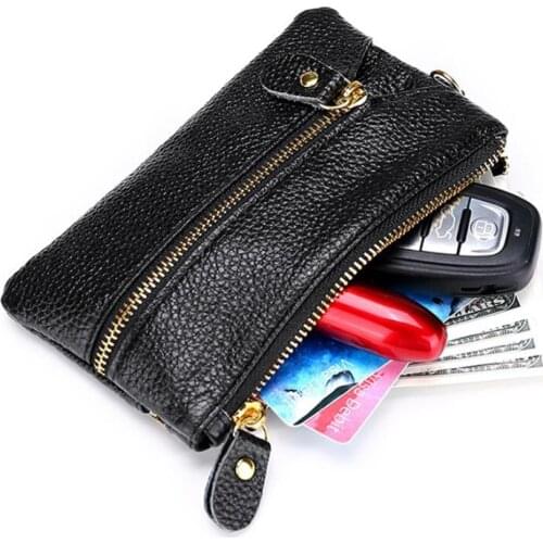 Genuine Cow Leather 6 Keychain Coin Purse Men Women Key Holder Organizer Money Pocket Key Wallet Housekeeper Key Case Card Bag