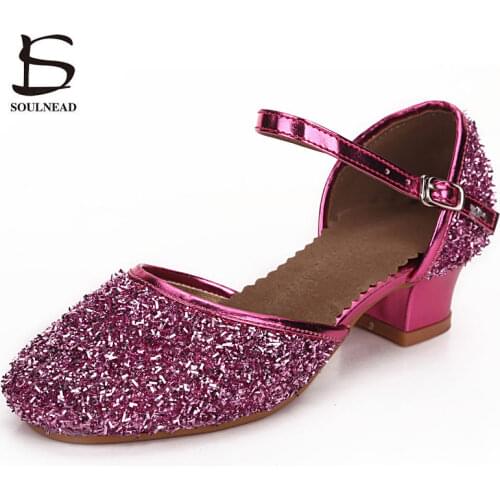 Wholesale Girls Ballroom Dancing Shoes Children/Kids Latin Salsa Shoes Dance Closed Toe Child Tango Dance Shoes Low Heels 3.5cm