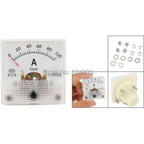 Distribution shunt operationDC 0-100A/75MV 20A 30A 50A Analog Panel AMP Current Meter Ammeter Gauge 91C4 45*45mm